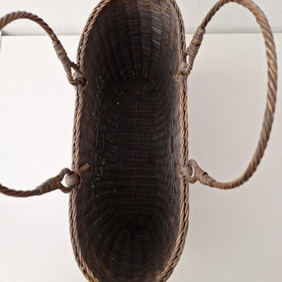 Vintage Woven Basket Purse Tote Wicker Pattern Weave Woven Natural 14" x 11" - Picture 11 of 11